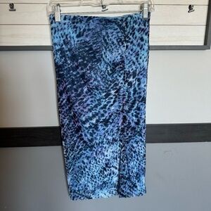 NINE WEST bodycon midi pull on skirt straight ruched slit mesh animal print xL